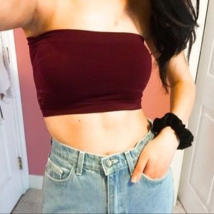 burgundy tube top